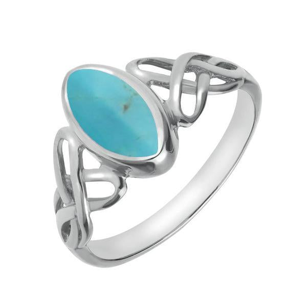 Sterling Silver Turquoise Marquise Celtic Ring