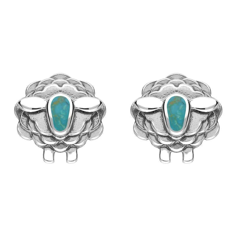 Sterling Silver Turquoise Sheep Stud Earrings