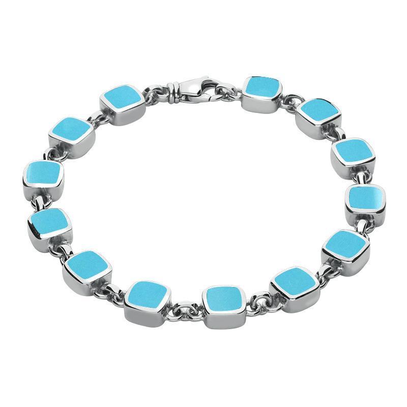 Sterling Silver Turquoise Square Cushion Bracelet