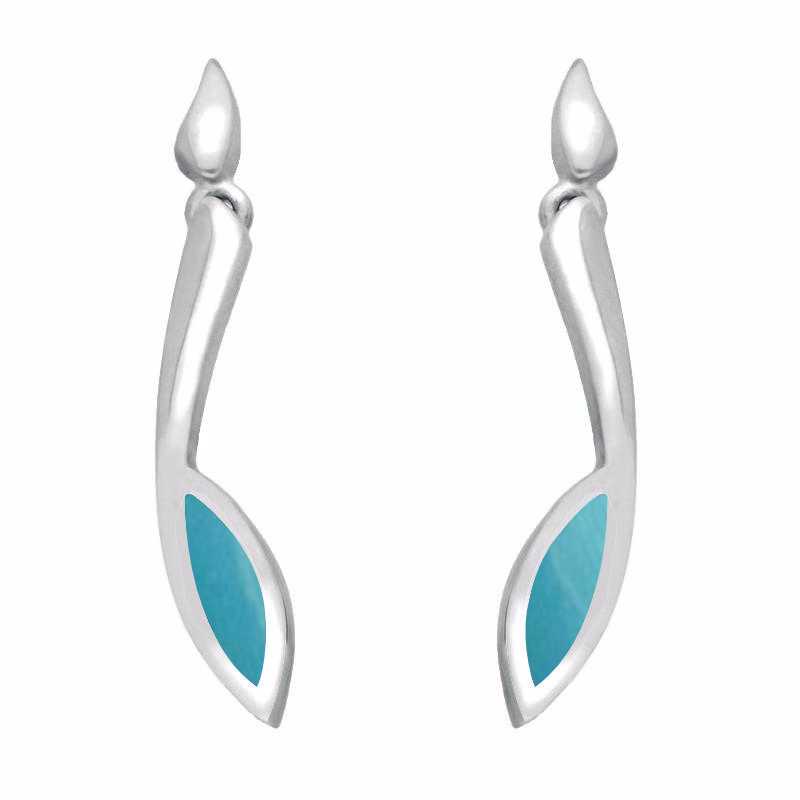 Sterling Silver Turquoise Toscana Long Marquise Drop Earrings
