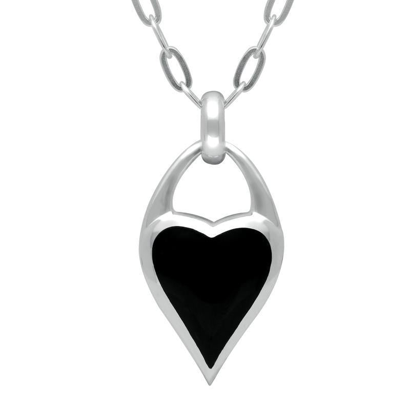 Sterling Silver Whitby Jet Heart Necklace