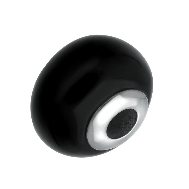 Sterling Silver Whitby Jet Simple Bead Charm