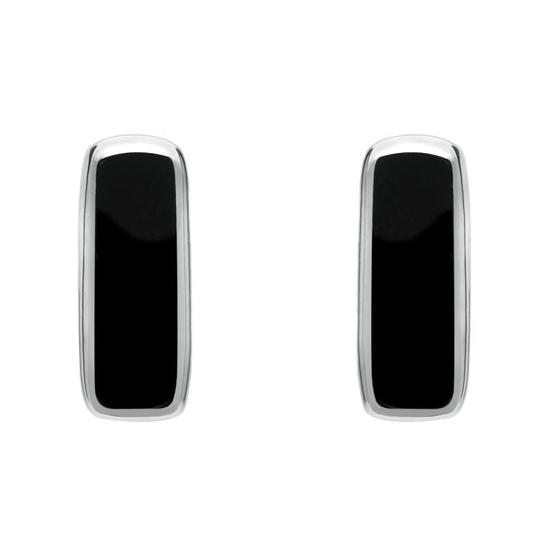 Sterling Silver Whitby Jet Small Oblong Stud Earrings