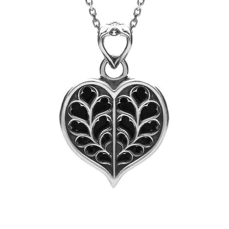 Sterling Silver Whitby Jet York Minster Small Heart Necklace