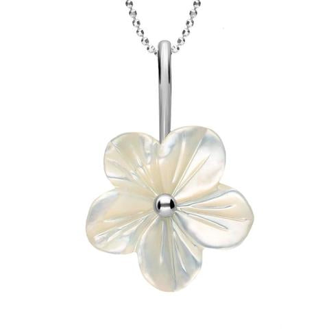 Sterling Silver White Mother of Pearl Tuberose 22mm Desert Rose Necklace
