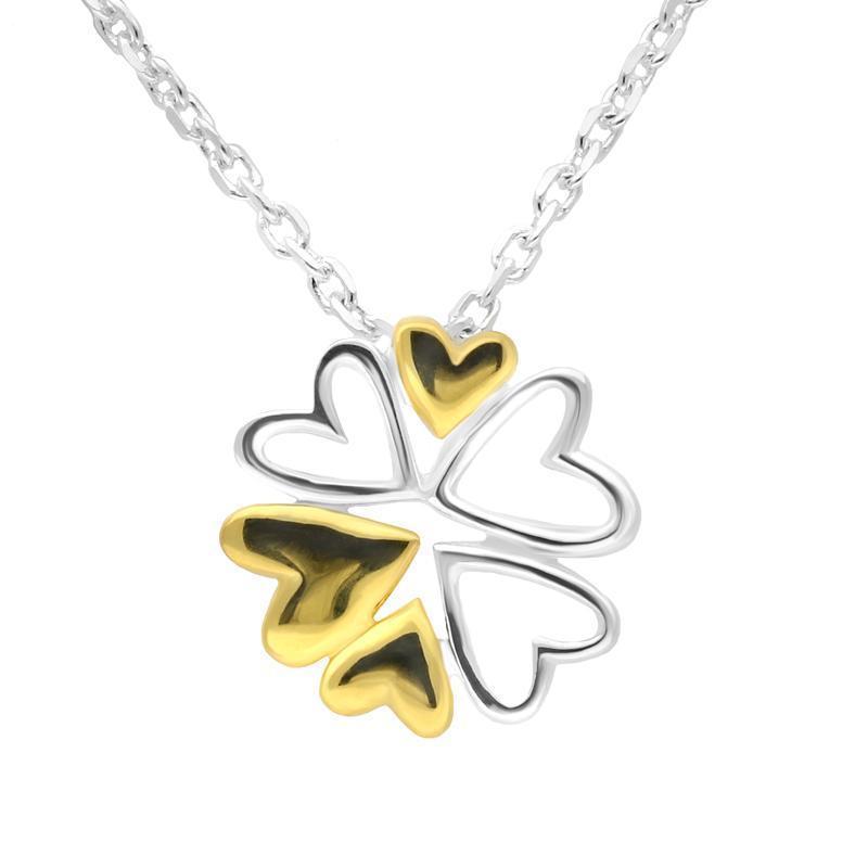 Yellow Gold Sterling Silver Plated Heart Snowflake Necklace