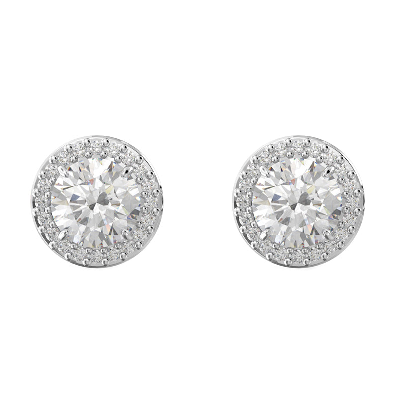 Swarovski Constella Rhodium Plated White Crystal Pave Stud Earrings
