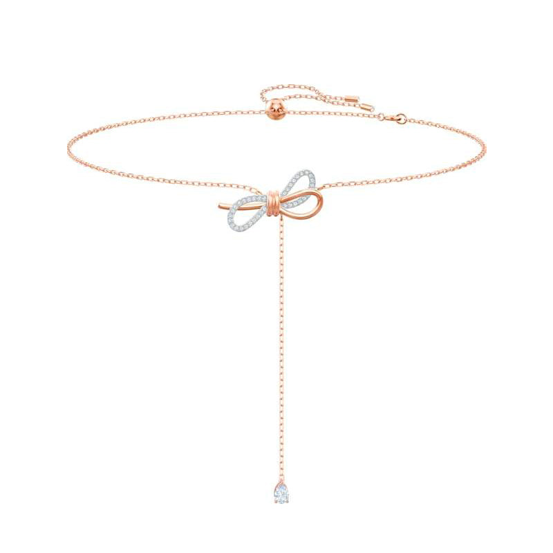 Swarovski Lifelong Rose Gold Plated Bow Necklace D