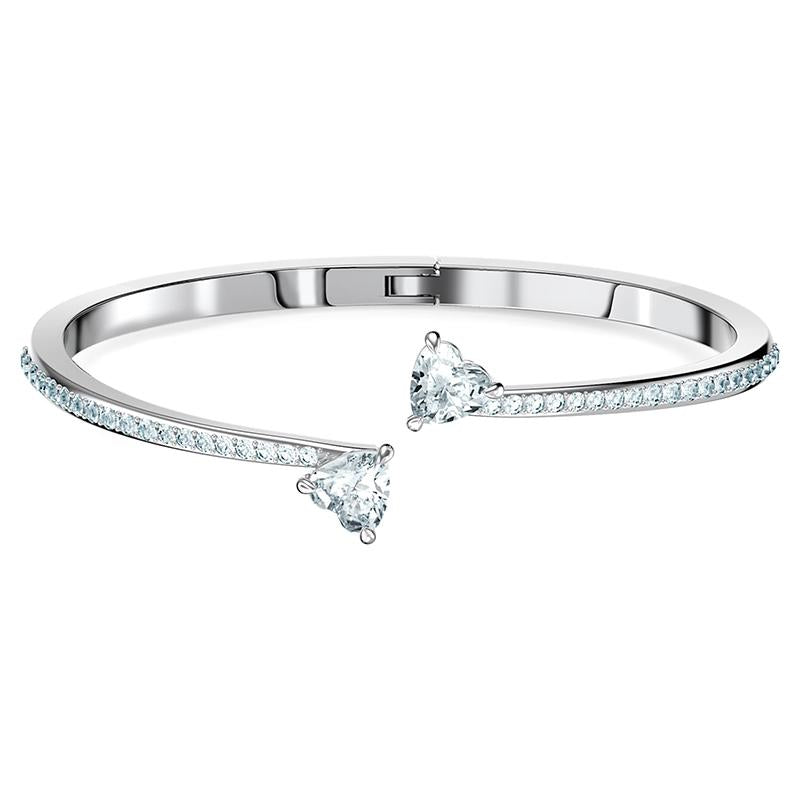 Swarovski Attract Soul Crystal Heart White Rhodium Plated Bangle