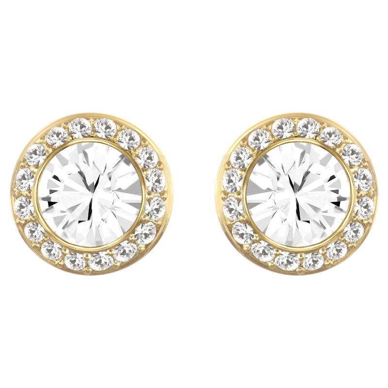 Swarovski Angelic White Yellow Gold Plated Stud Earrings