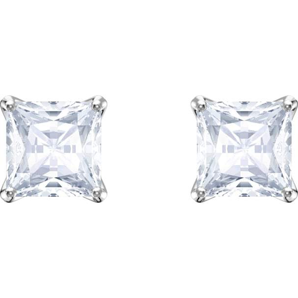 Swarovski Attract Rhodium Plated Square Solitaire Stud Earrings