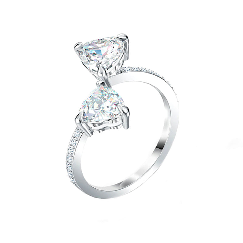 Swarovski Attract Soul Heart Crystal White Rhodium Plated Ring