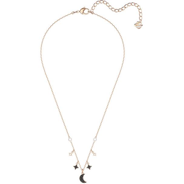 Swarovski Duo Moon Black and Rose Gold Plated Necklet