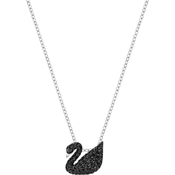 Swarovski Iconic Swan Rhodium Plated Black Necklace