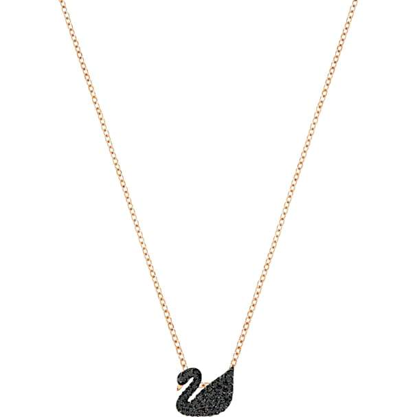 Swarovski Iconic Swan Rose Gold Plated Black Necklace