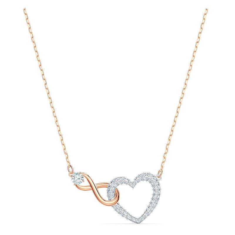 Swarovski Infinity Crystal Heart White Rose Gold Plated Necklace