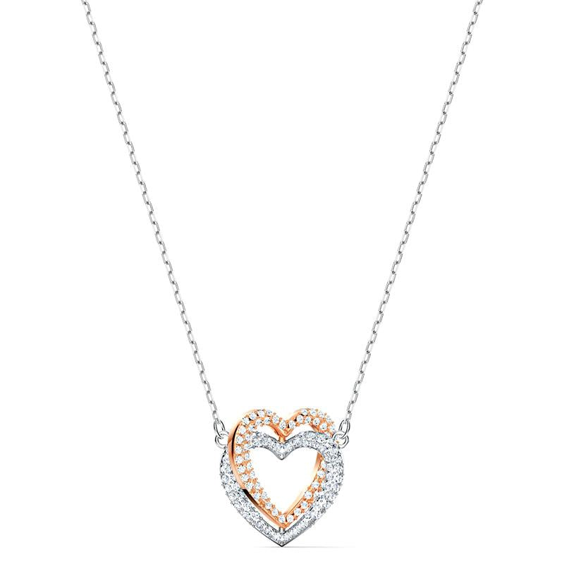 Swarovski Infinity Crystal Heart White Rose Gold Plated Necklace