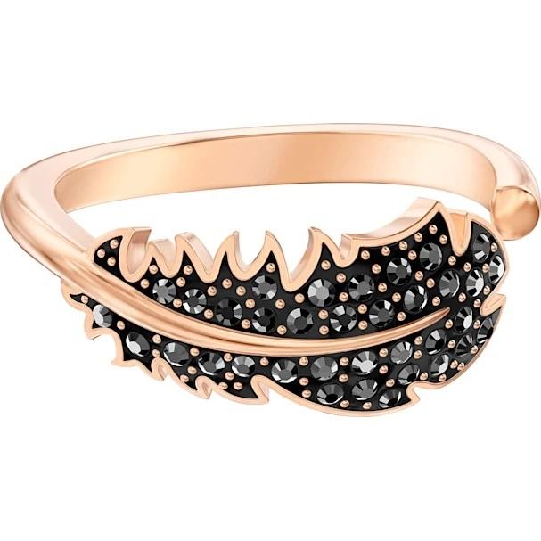 Swarovski Naughty Rose Gold Plated Black Ring - Size 55