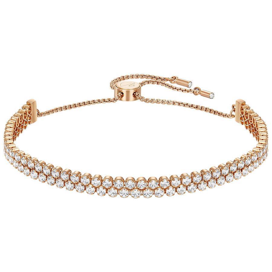 Swarovski Subtle Rose Gold Tone Plated White Crystal Double Bracelet D