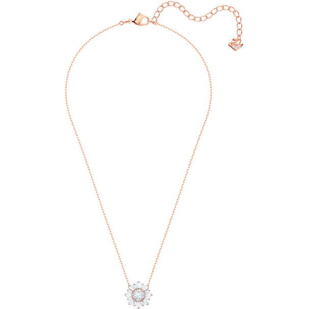 Swarovski Sunshine White Stone Rose Gold Plated Pendant and Chain Necklace