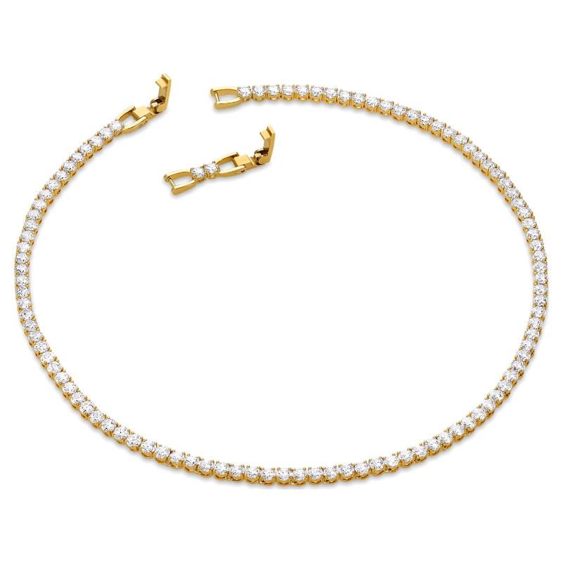 Swarovski Tennis Deluxe Crystal White Yellow Gold Plated Necklace