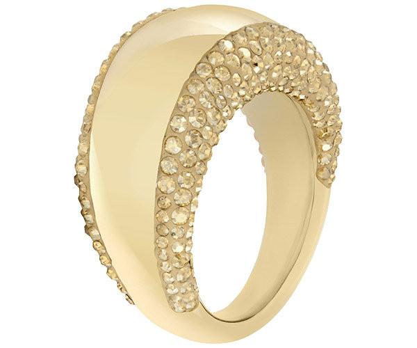 Swarovski Yellow Gold Golden Crystal Pebble Ring Size 55 D