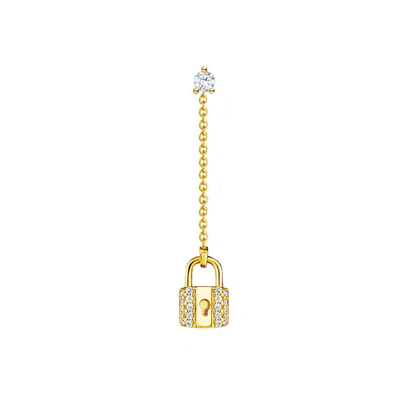 Thomas Sabo Charm Club Yellow Gold Plated Sterling Silver Lock Single Drop Earring