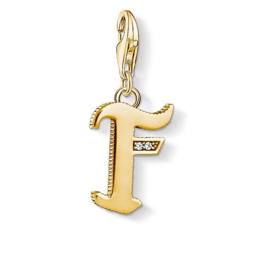 Thomas Sabo Charm Club Yellow Gold White Zirconia Letter F Charm D