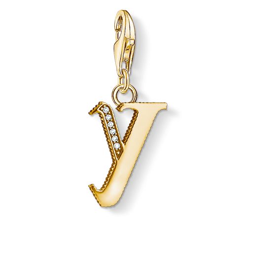 Thomas Sabo Charm Club Yellow Gold White Zirconia Letter Y Charm D