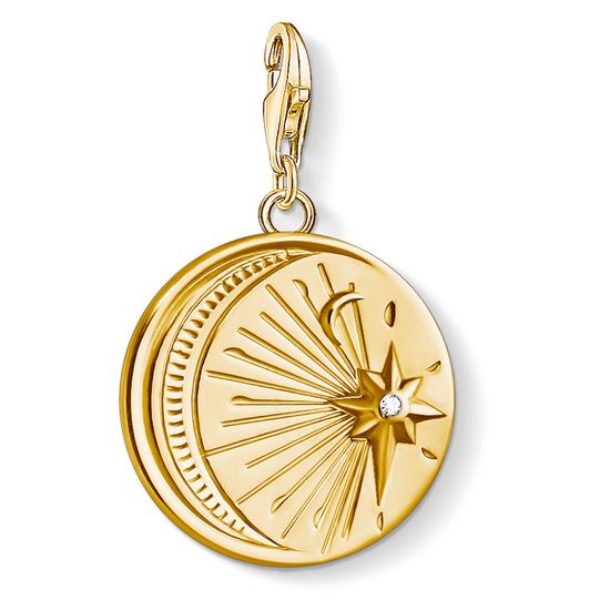 Thomas Sabo Charm Club Yellow Gold Vintage Moon And Star Pendant D