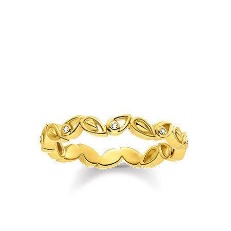 Thomas Sabo Glam And Soul Silver Yellow Gold Diamond Leaves Ring D