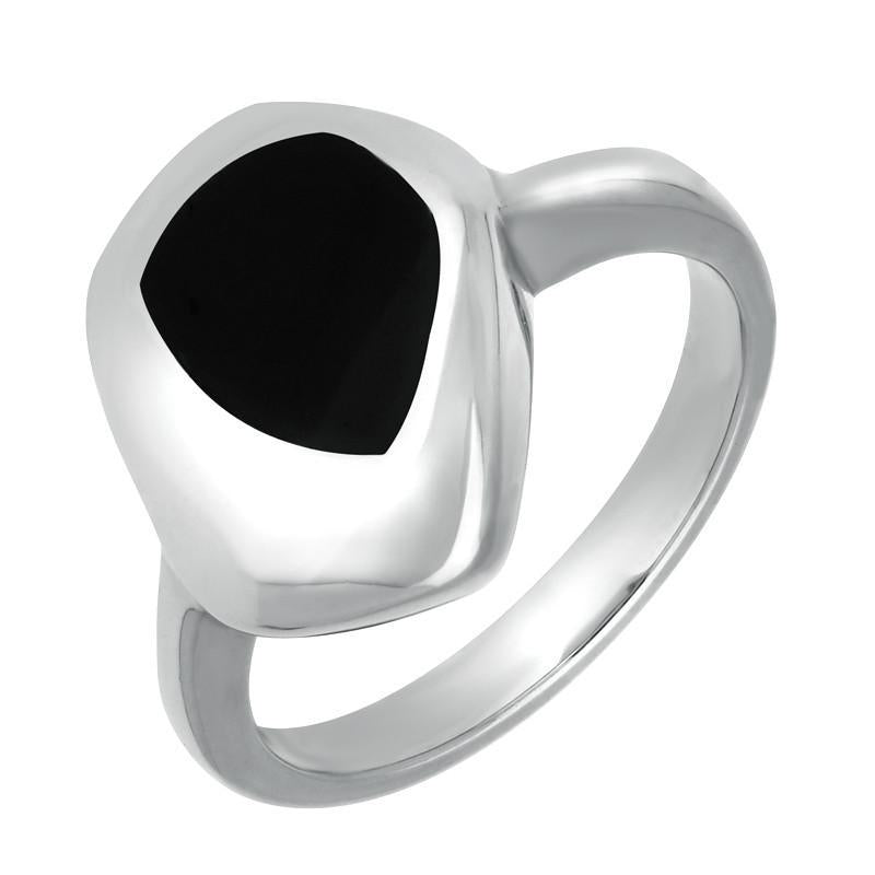 Sterling Silver Whitby Jet Freeform Pentagon Shape Ring