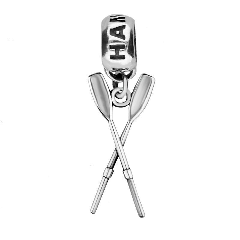 Sterling Silver Regatta Crossed Oars Tube Charm