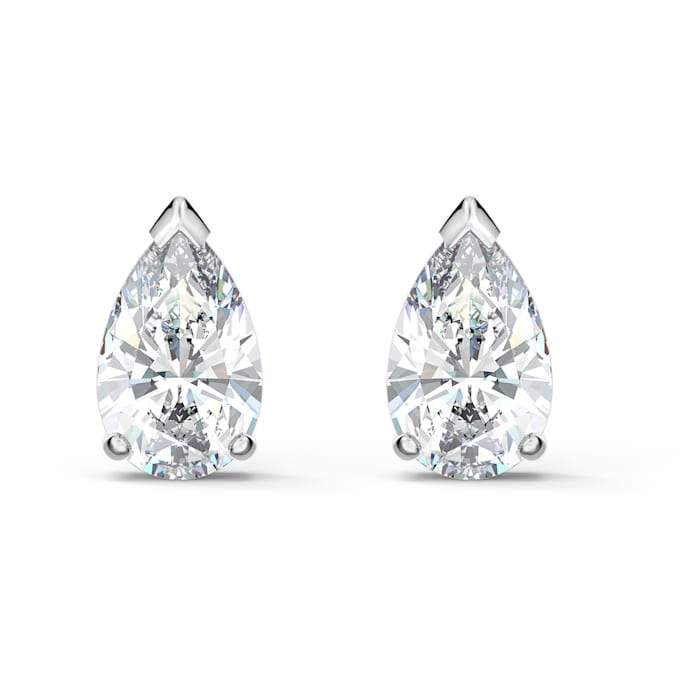 Swarovski Attract White Rhodium Plated Crystal Pear Stud Earrings D