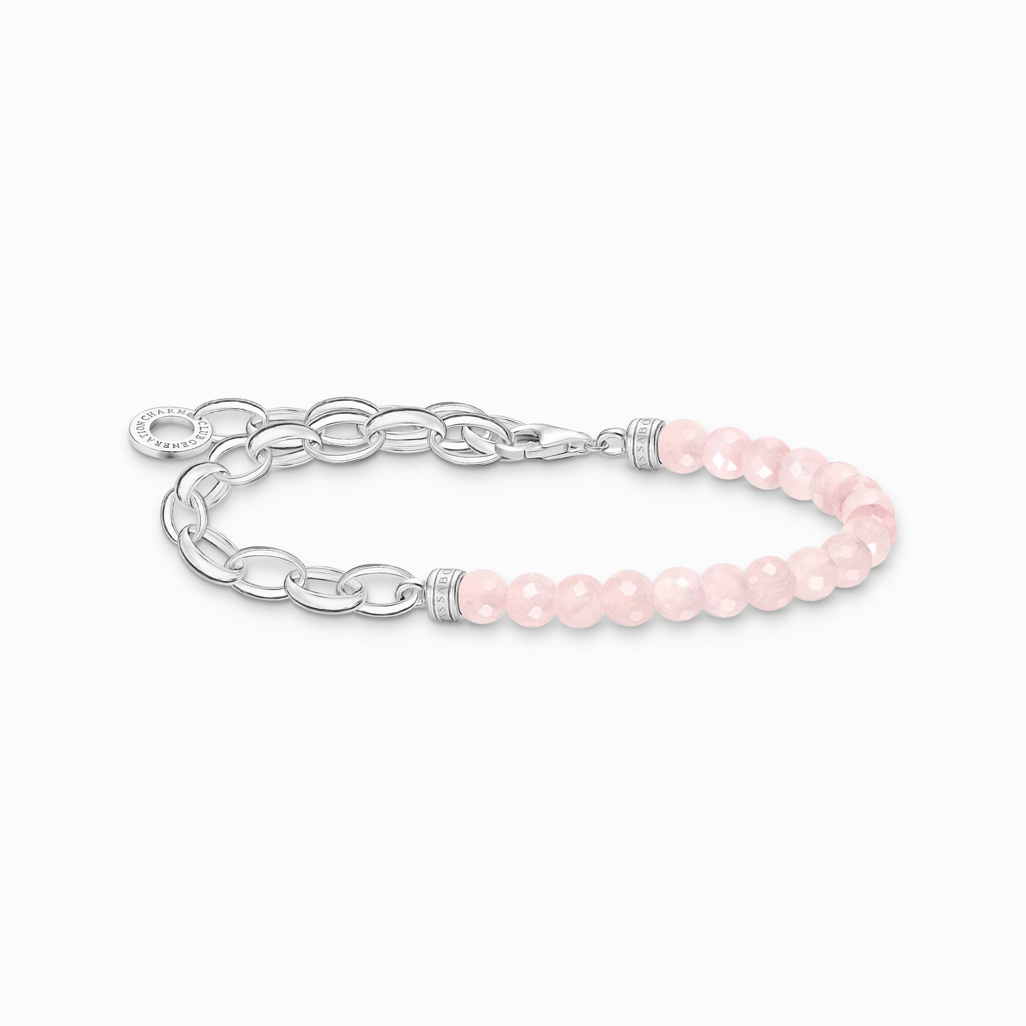 Thomas Sabo Charm Club Sterling Silver Rose Quartz Chain Charm Bracelet