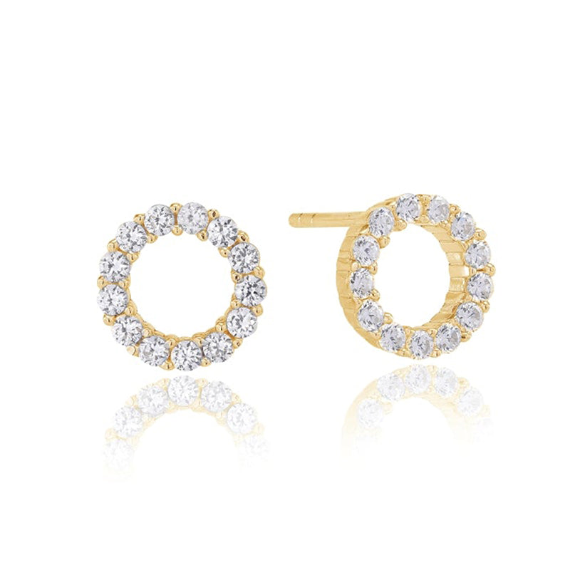 Sif Jakobs Biella 18ct Gold Plated Sterling Silver White Zirconia Piccolo Stud Earrings