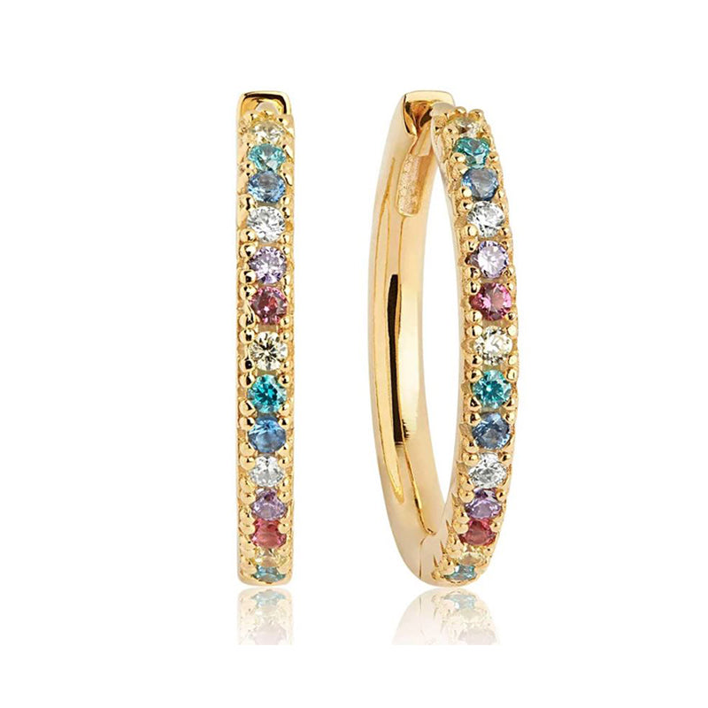 Sif Jakobs Ellera 18ct Gold Plated Sterling Silver Multicolour Zirconia Grande Hoop Earrings