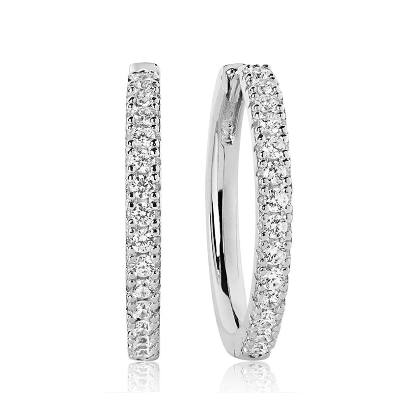 Sif Jakobs Ellera Sterling Silver White Zirconia Grande Hoop Earrings