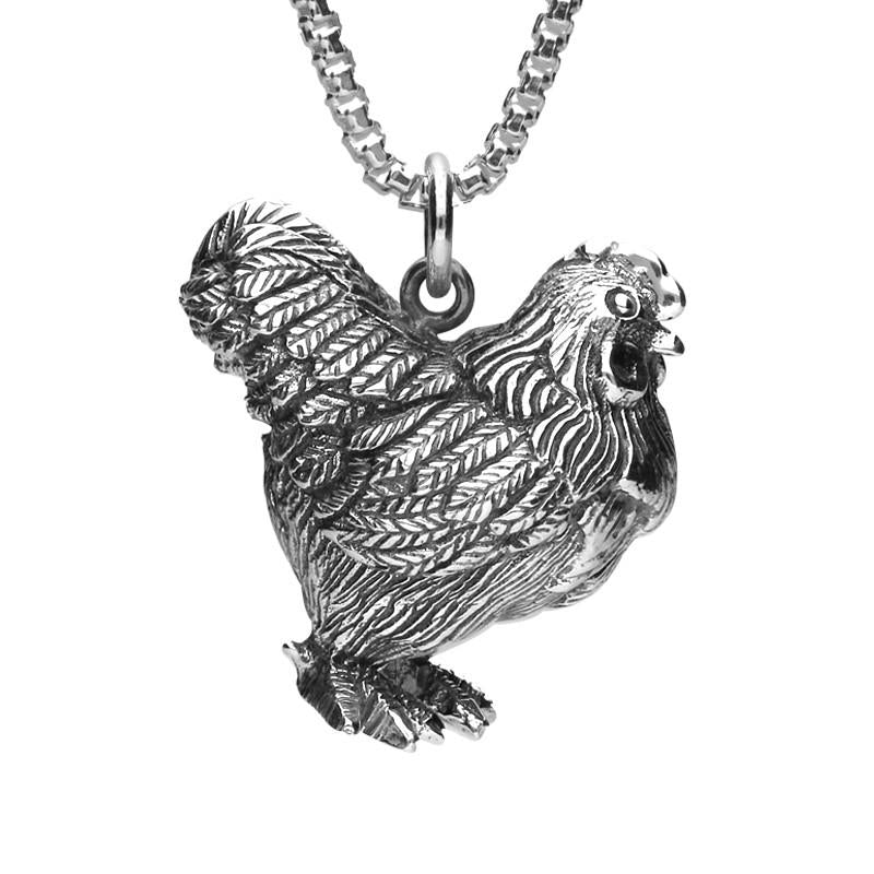 Sterling Silver Easter Large Hen Necklace
