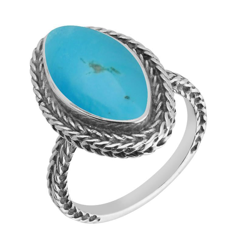 Sterling Silver Turquoise Marquise Foxtail Ring