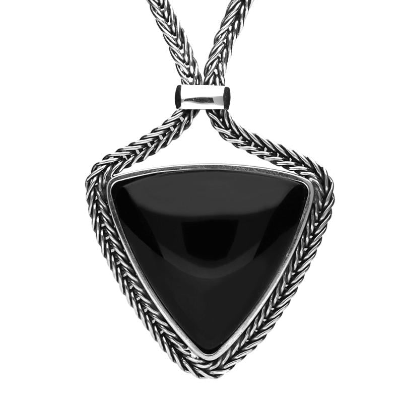Sterling Silver Whitby Jet Triangular Foxtail Necklace