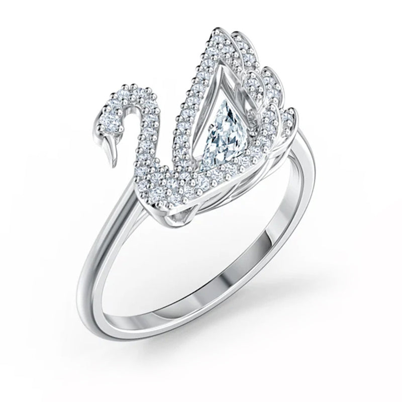 Swarovski Dancing Swan Rhodium Plated Ring D