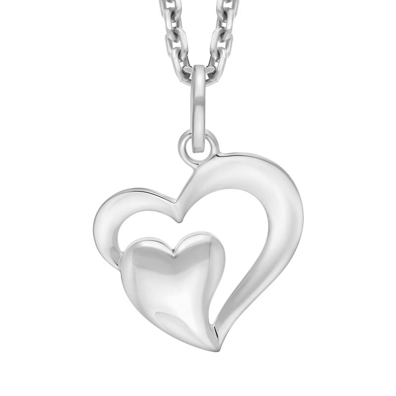 Sterling Silver Double Heart Necklace D