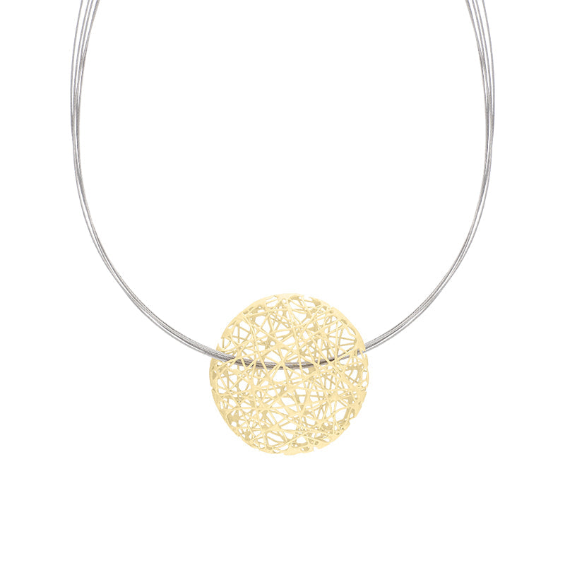 Sterling Silver Gold Plated Open Wire Disc Necklace D