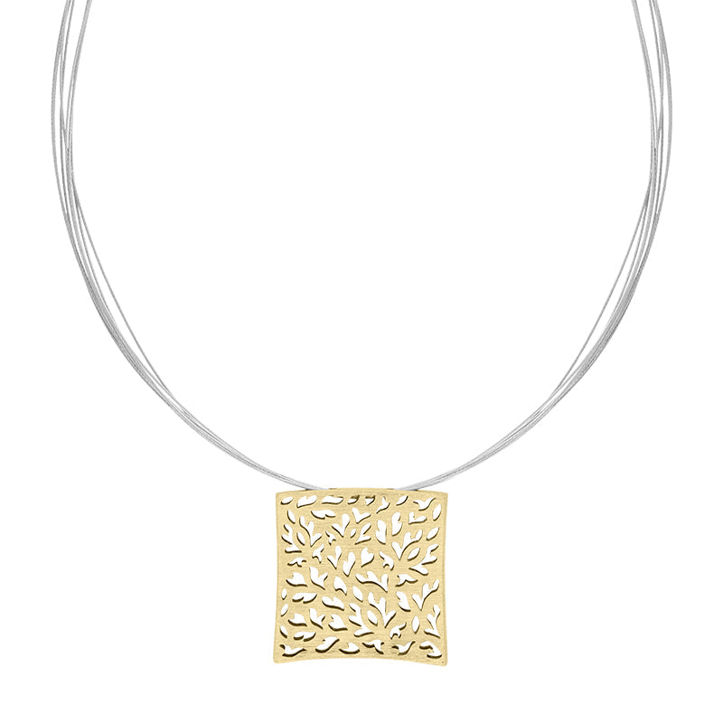 Sterling Silver Gold Plated Square Cut Out Necklace D