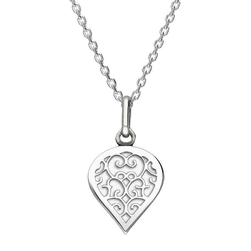 Sterling Silver Bauxite Flore Filigree Small Heart Necklace