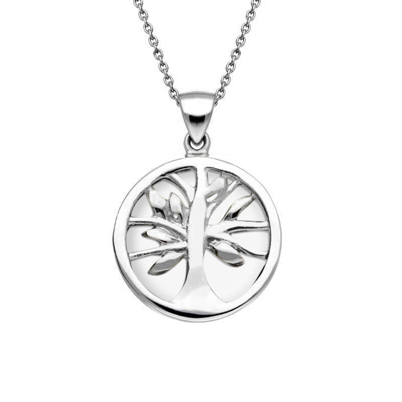 Sterling Silver Bauxite Small Round Tree of Life Necklace