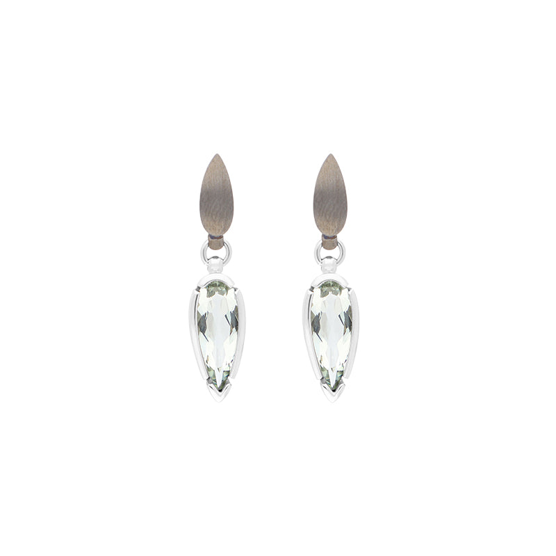 Sterling Silver Black Rhodium Mint Quartz Drop Earrings D