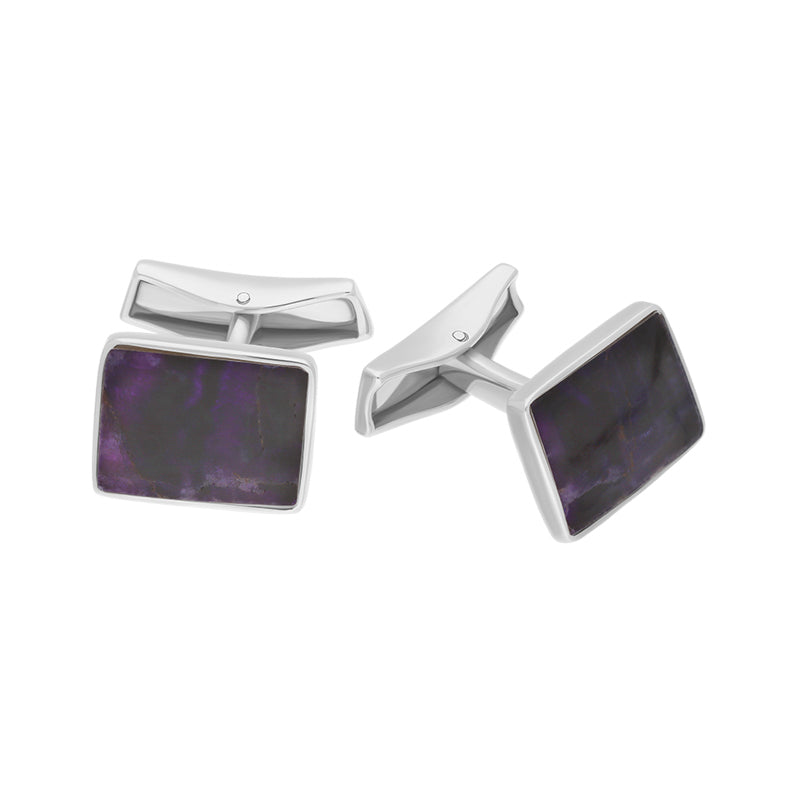 Sterling Silver Blue John Rectangle Cufflinks