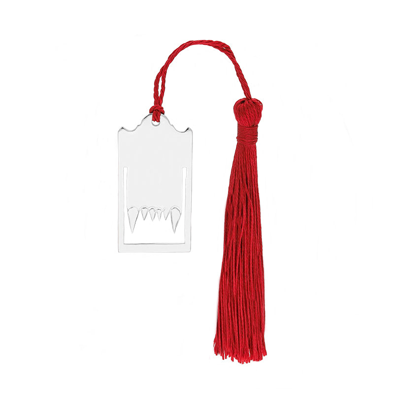 Sterling Silver Dracula Fangs Red Tassel Bookmark